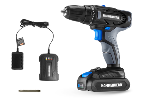 20V 2 Speed Cordless Drill Driver Kit Hammerhead Tools